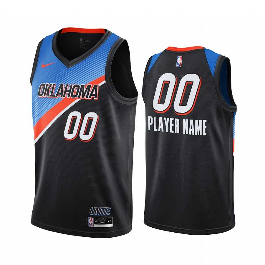 Men & Youth Customized Oklahoma City Thunder Black Nike Swingman 2020-21 City Edition Jersey->customized nba jersey->Custom Jersey